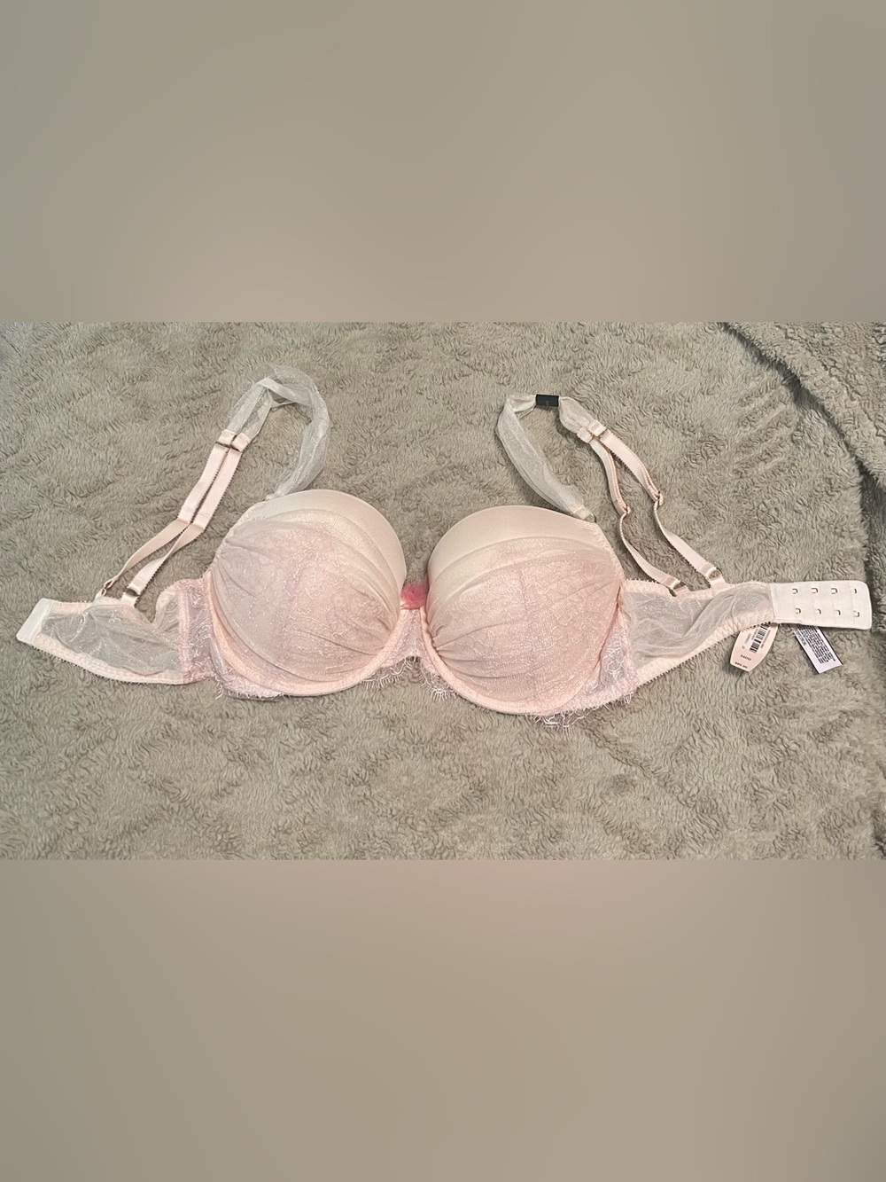 Victoria's Secret Light Pink Lace Push-Up Bra with Sheer Accents